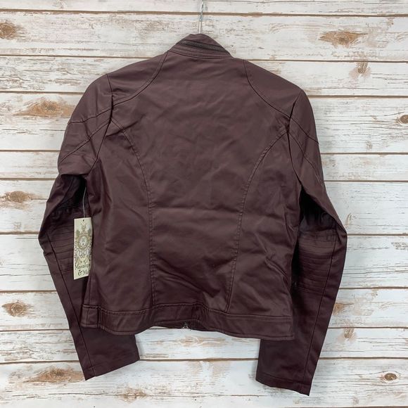 Maralyn & Me, Maroon, Faux Leather Jacket, Medium - Picture 5 of 5
